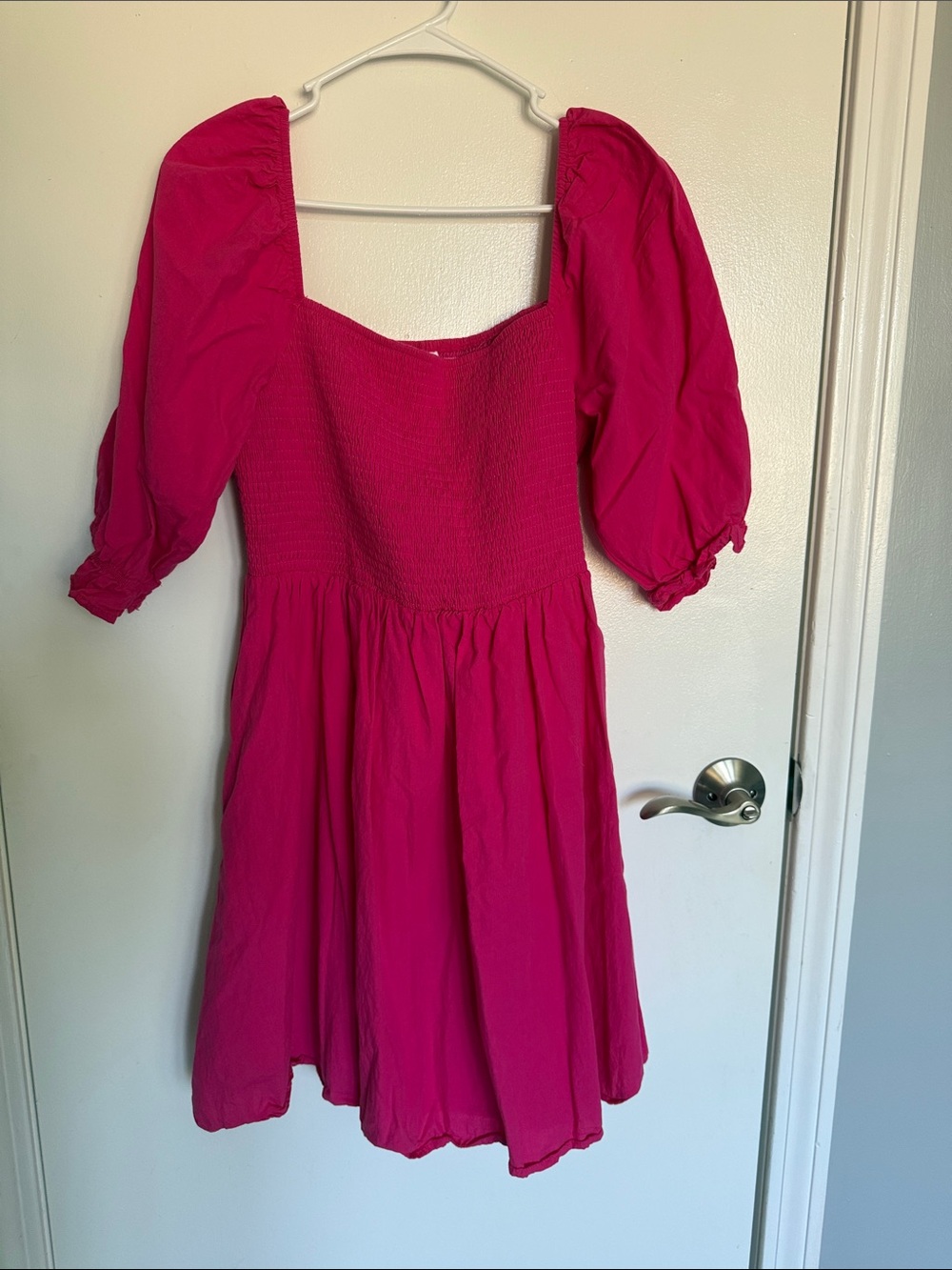 Cute Pink Dress with Puff Sleeves